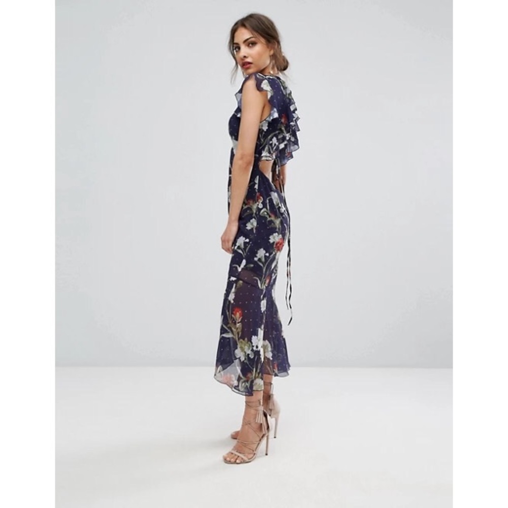 ASOS hope&ivy embroidered midi dress w/ peplum hem - Picture 3 of 11